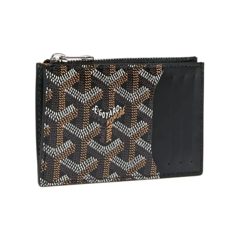 GOYARD Canvas With Calfskin Card Holder Unisex Black-0