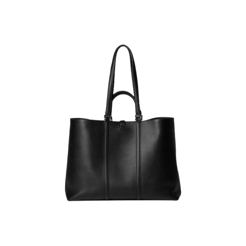 GUCCI Soft Grained Leather Tote Bag Shopping Bag Handbag Large Size Women's Black-3