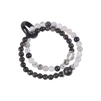 Stone On The Line Obsidian Bracelets Unisex