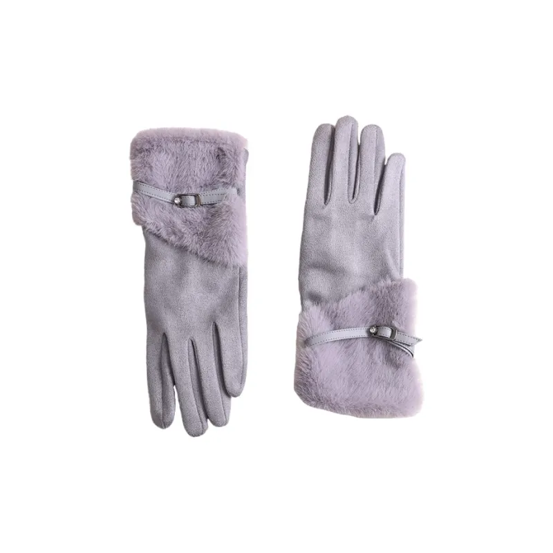 Lagur Suede Knit Gloves Women's-3