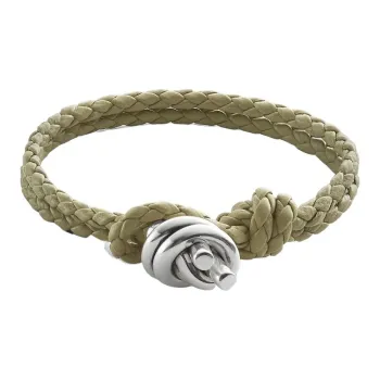 Bottega Veneta Lambskin, Sterling Silver, Leather Bracelets Men's Travertine