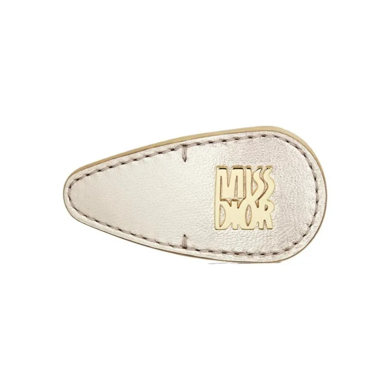 DIOR Cow Leather Stainless Steel Zinc Alloy Metal Hair Clips Women's Light Gold-0