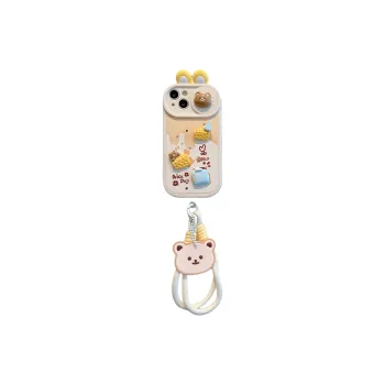 Sopi TPU Material Bear Cheese Pull Rope Phone Cases Compatible With IPhone 16/15 Pro Max/Apple 13/14 Pro Max/12