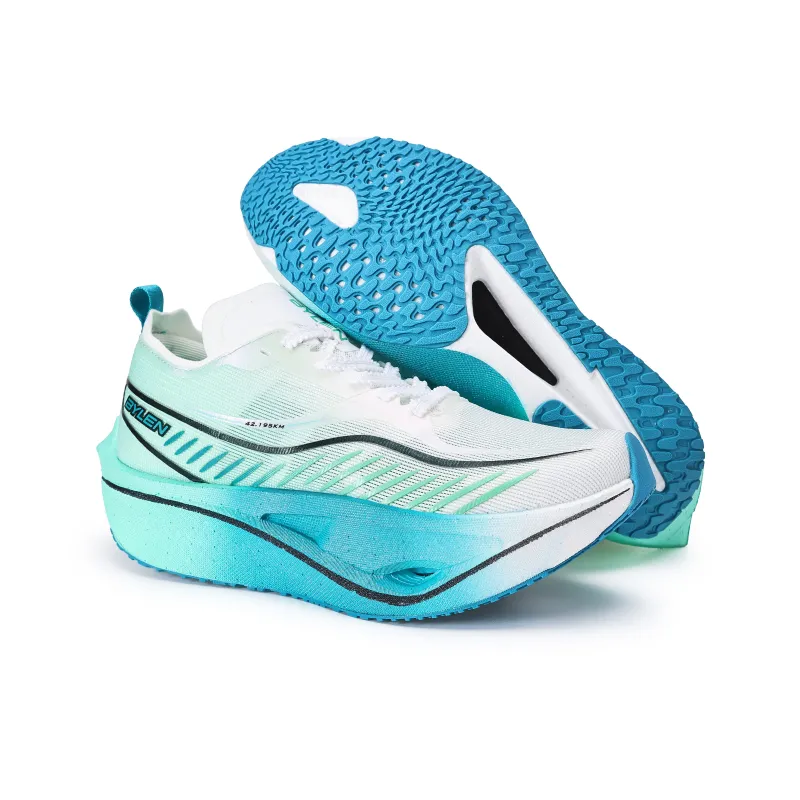 BYLEN Cushioning, Slip Resistant, And Abrasion Resistant Low Top Running Shoes Unisex Mismatched Color Mint Blue-4