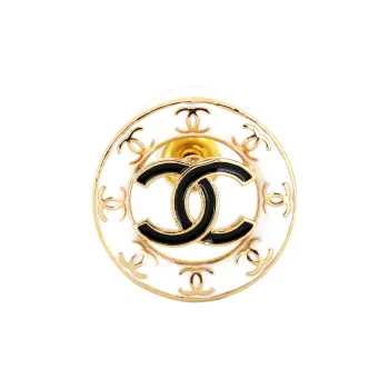 CHANEL Metal Stud Earrings Women's White