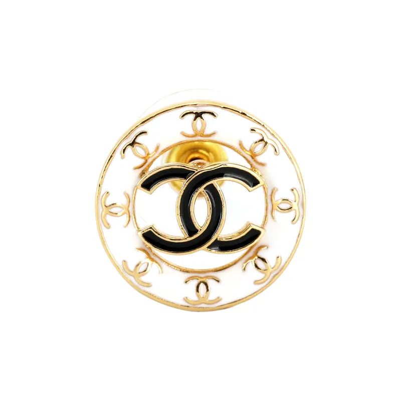CHANEL Metal Stud Earrings Women's White-0