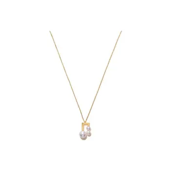 TASAKI 18kt Yellow Gold Collection Line Balance Note Akoya Pearl Pendant