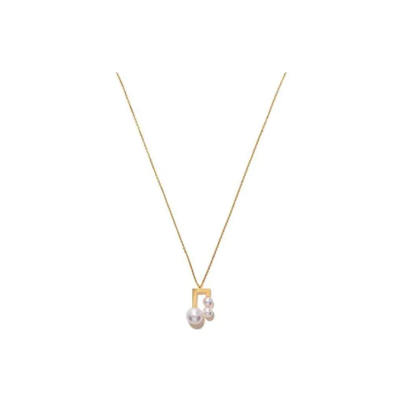 TASAKI 18kt Yellow Gold Collection Line Balance Note Akoya Pearl Pendant-0