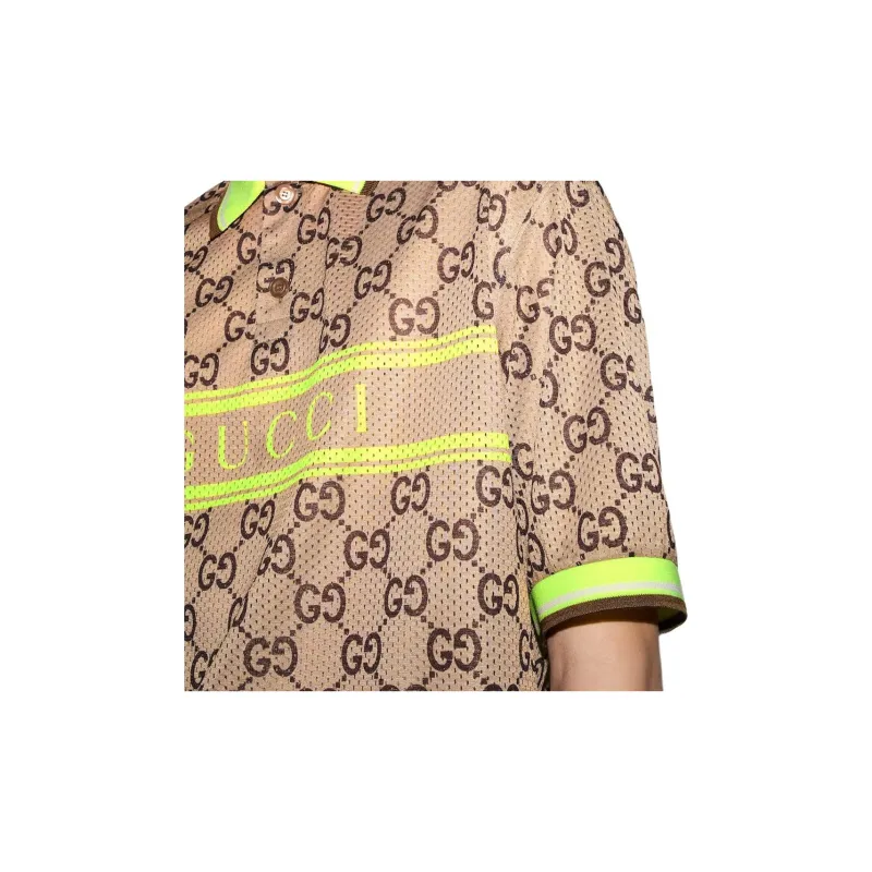 GUCCI Polyester Mesh Gg Print Polo-5