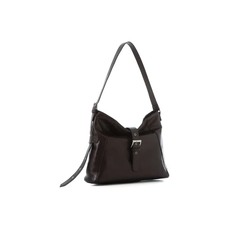 SQUARE Line Artificial Leather Casual HOBO Shoulder Bag Medium Size Women's-4