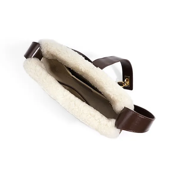 FAIRWHALE Split Suede Cow Leather Messenger Bag, Shoulder Bag Women's Coffee/Leopard Print Coffee/Black/Grape Purple-5