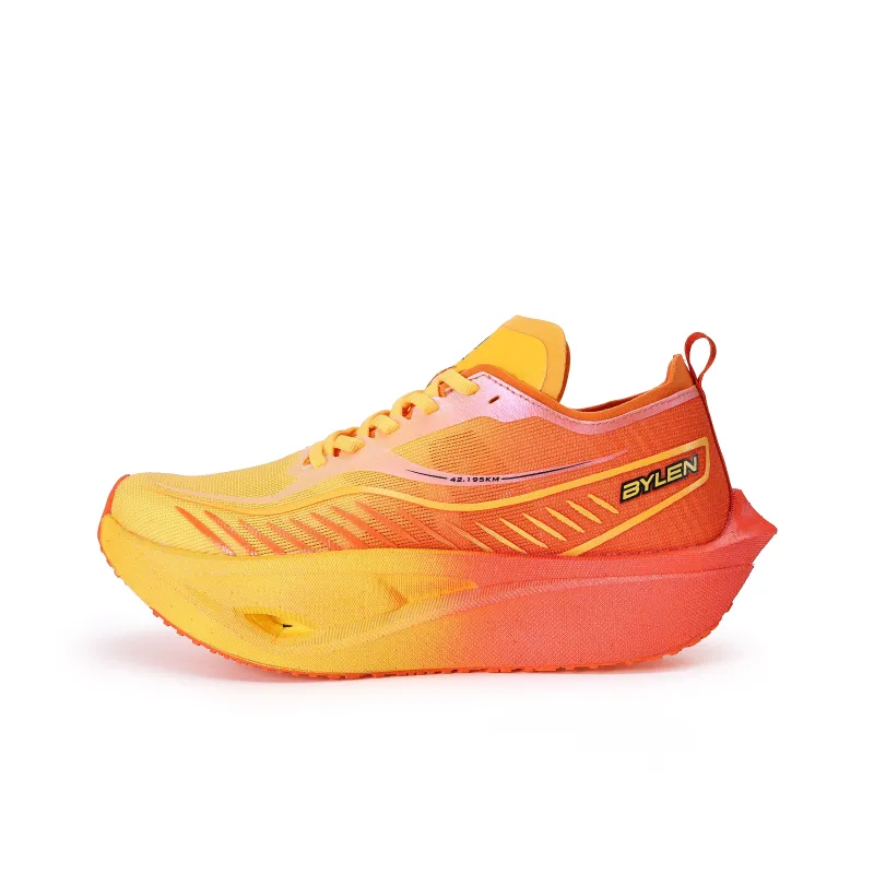 BYLEN Cushioning, Slip Resistant, Abrasion Resistant, Breathable Low Top Running Shoes Unisex Mismatched Orange Green-1