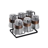 Snap Button Gusseted Cup 350ml X 6+Simple Black Holder