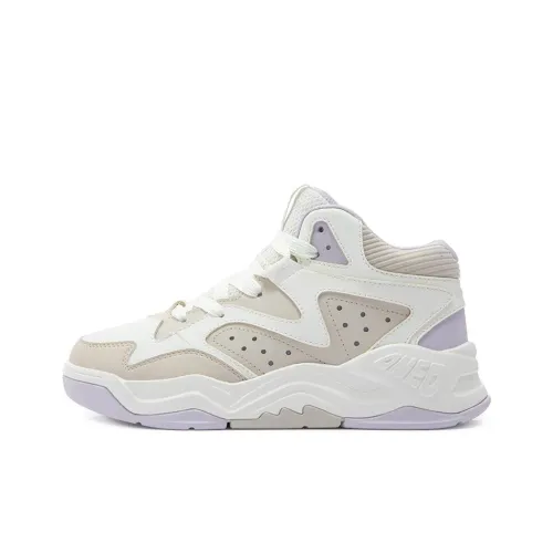 361° Warm And Wear-Resistant High-Top Skateboard Shoes Women's White Beige Purple