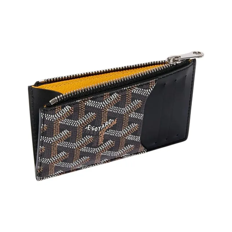 GOYARD Canvas With Calfskin Card Holder Unisex Black-1