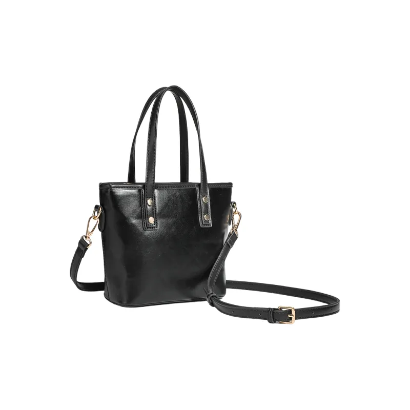 OCTSUI PU Tote Bag Shopping Bag Shoulder Bags Women's Ecru/Black-6