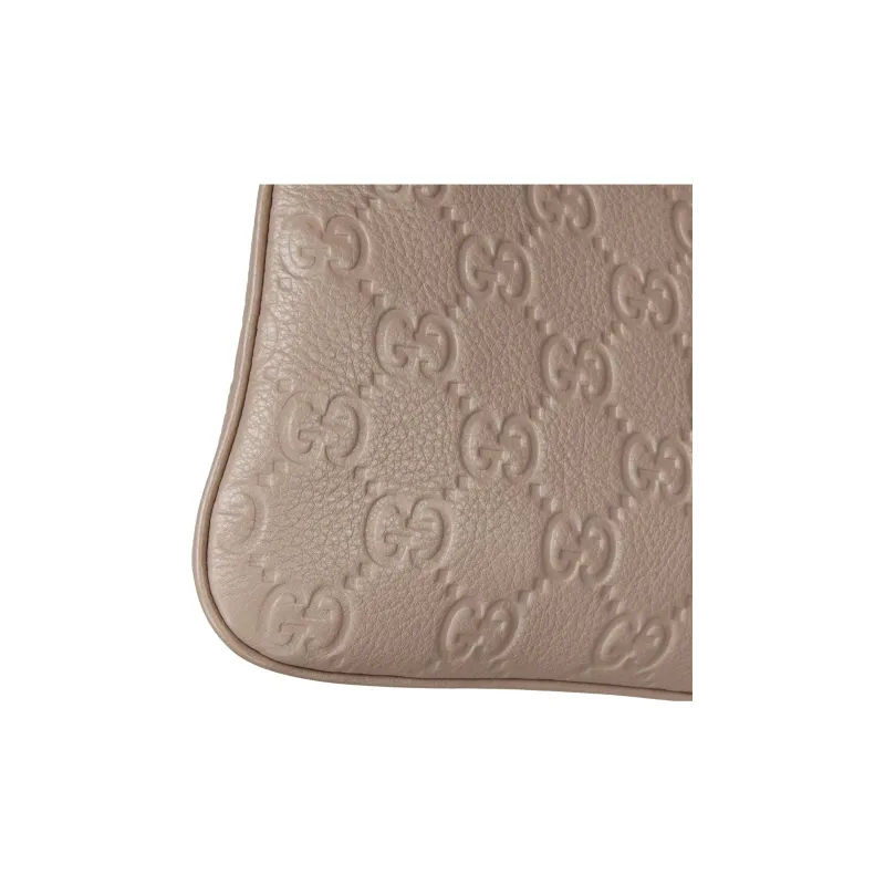 GUCCI GG Emblem Grain Leather Crossbody Bag, Shoulder Bag Small Size Women's Taupe-7