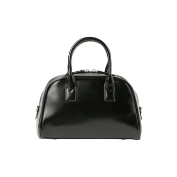 Beams Synthetic Leather Bowling Bag Handbag Women's Black