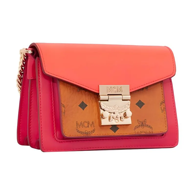 MCM Coated Canvas Messenger Bag Shoulder Bag Crossbody Bag Mini Women's Pink And Brown Monogram-1