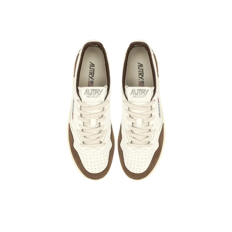 AUTRY Medalist Anti Slip Wear Resistant Low Top Skateboard Shoes Men's White Brown-3