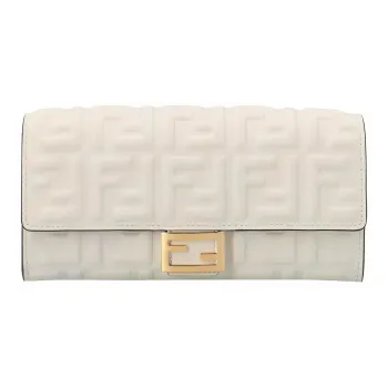 FENDI Baguette Cow Leather Baguette Bag Shoulder Bag Crossbody Bag Wallet Women's White