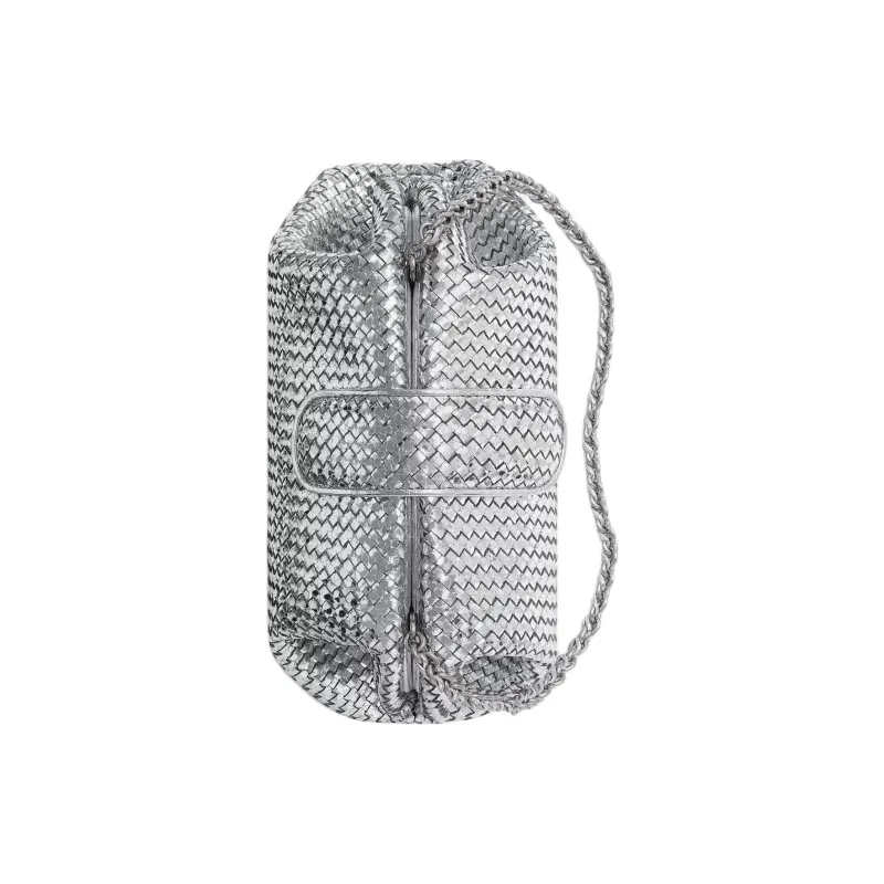 Bottega Veneta Goatskin Clutch Women's Silver-2