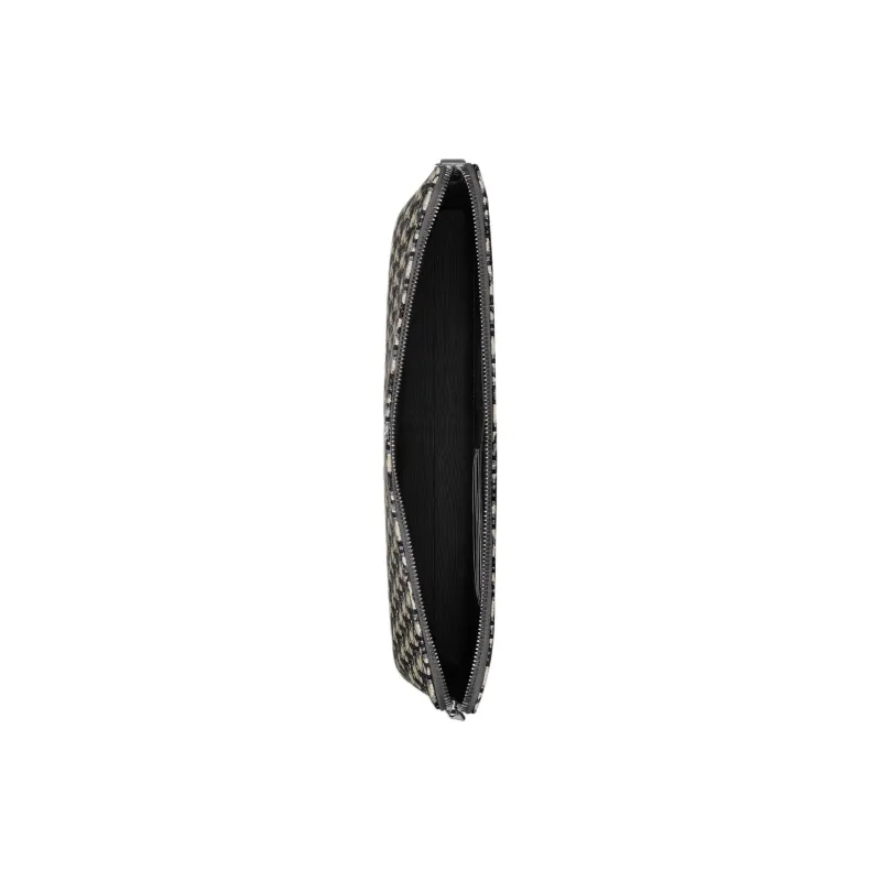 DIOR Embroidered Cow Leather Clutch Unisex Black-3