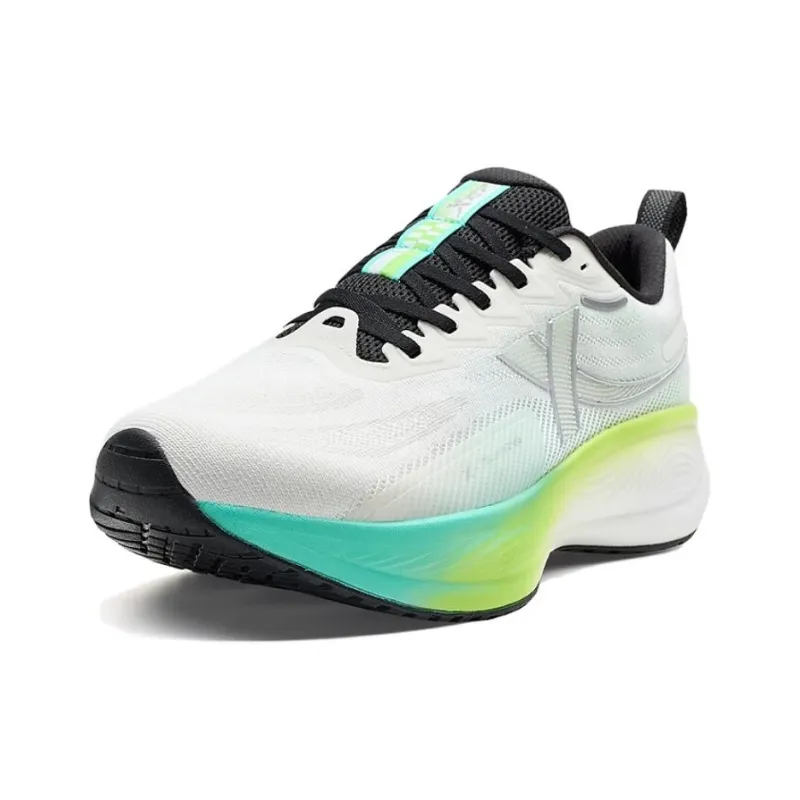 XTEP Chasing Clouds 2nd Generation Cushioning Rebound Low Top Training Running Shoes Men's White Green Yellow-1