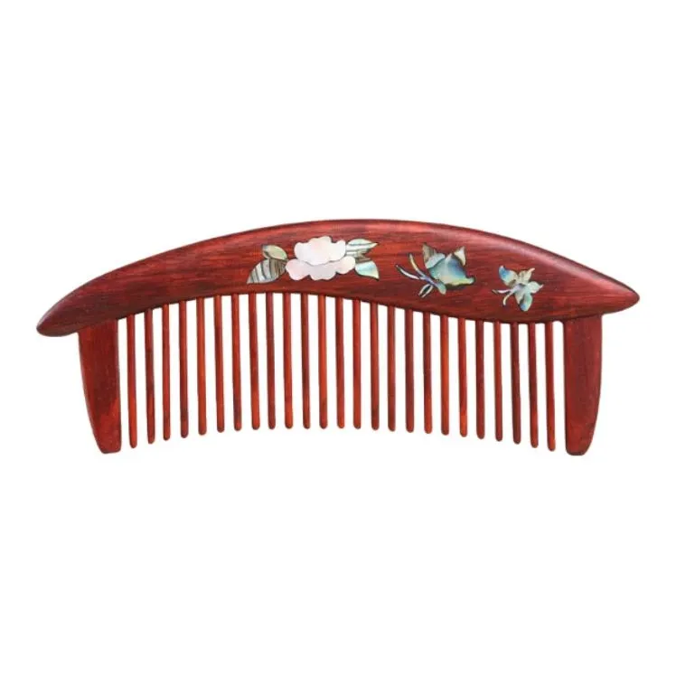 Zhou Guangsheng Natural Flower Butterfly And Melodious Rosewood Comb Massage Hair Care-0