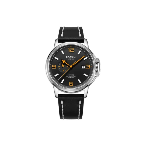 ROSSINI Designer Collection Mechanical Movement Cowhide Strap Watch Men's Watches Black Dial