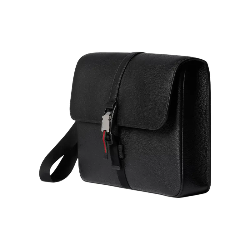 GUCCI Soft Grain Leather Clutch Medium Size Men's Black-1