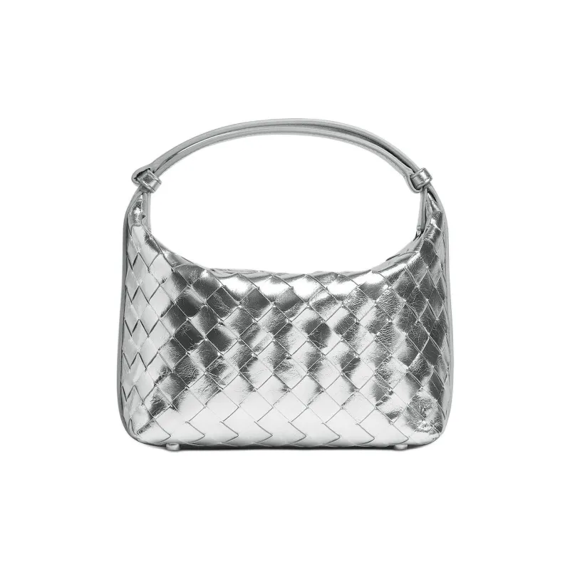Bottega Veneta Sheepskin Handbag Shoulder Bag Regular Women's Silver-0