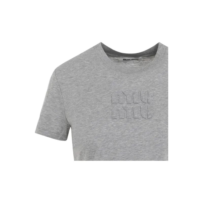 MIU MIU Crewneck Cropped T Shirt-5