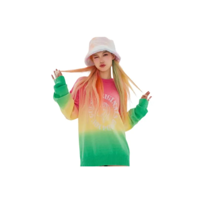 GUESS Sweater Unisex Orange Red+Bright Yellow+Grass Green-2