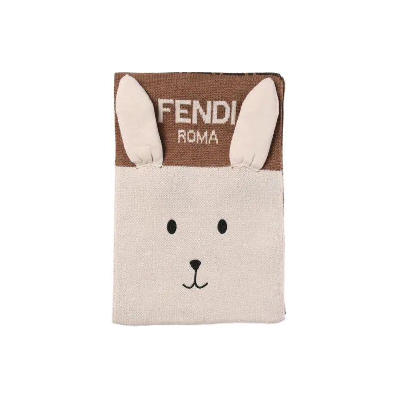 FENDI Virgin Wool, Polyester Knit Scarves Kids' Brown-2