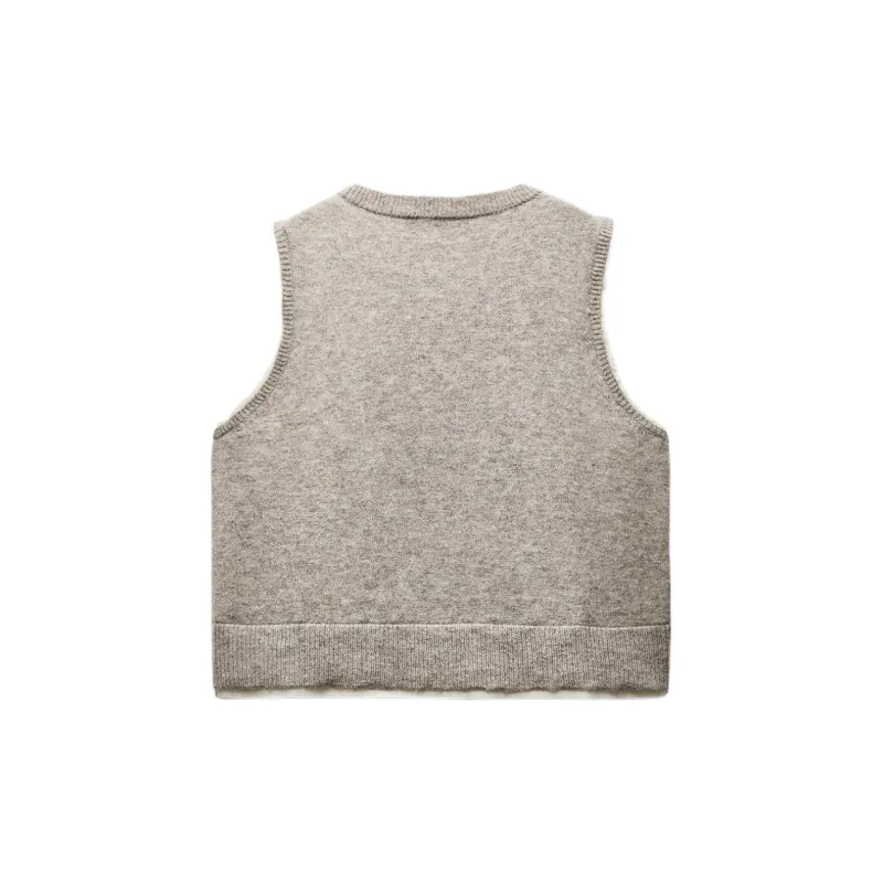 ZARA Vest Women's Gray Mudstone Gray-1