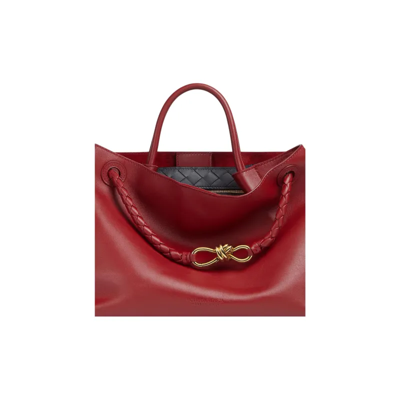 Bottega Veneta Andiamo Series Cow Leather Handbag Women's Redwood Color & Space Blue-4