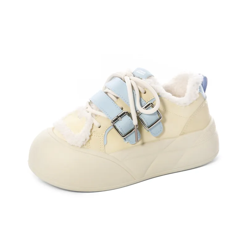 Lovely You Thermal Lightweight Slip Resistant Low Top Skateboard Shoes Women's Yellow Blue-0