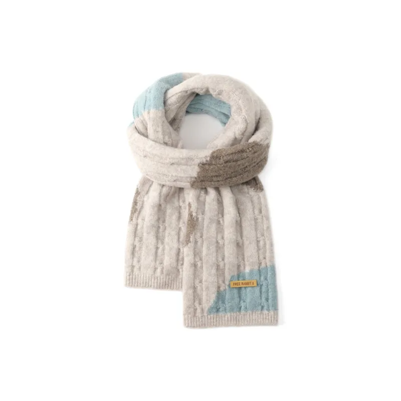 FREE RABBITⅡ Fall And Winter Wool Advanced Thickened Warm Knitted Fabric Scarf Unisex-0