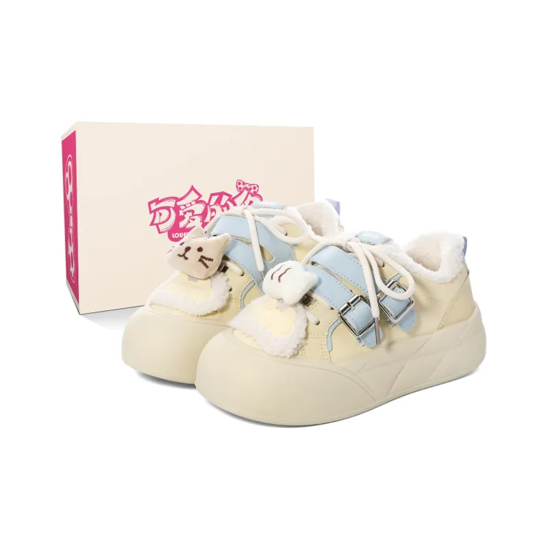 Lovely You Thermal Lightweight Slip Resistant Low Top Skateboard Shoes Women's Yellow Blue-12