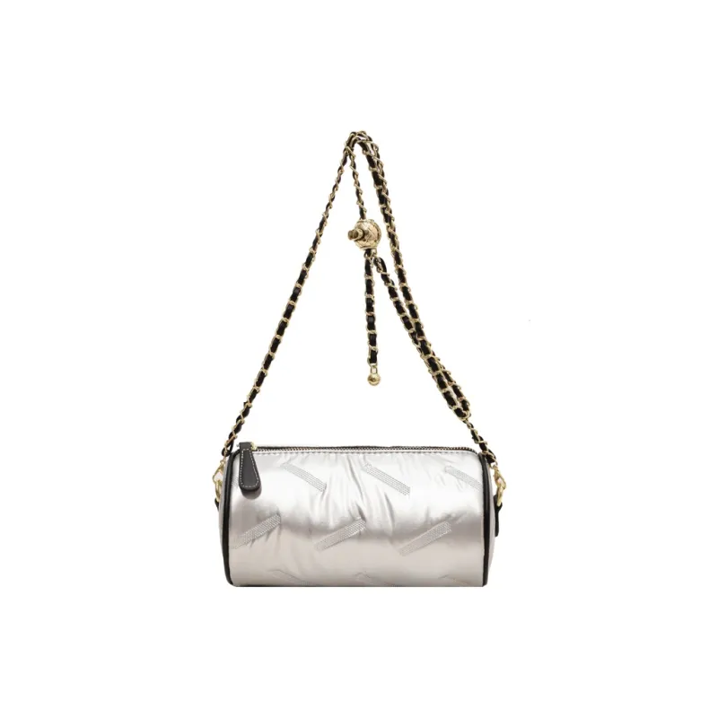 RUIPAI PU Cylinder Bag, Shoulder Bag Women's Black/Ecru/Champagne/Silver-19