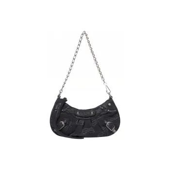 Balenciaga Le Cagole Denim Portable Crossbody Bag Shoulder Bag Women's Black