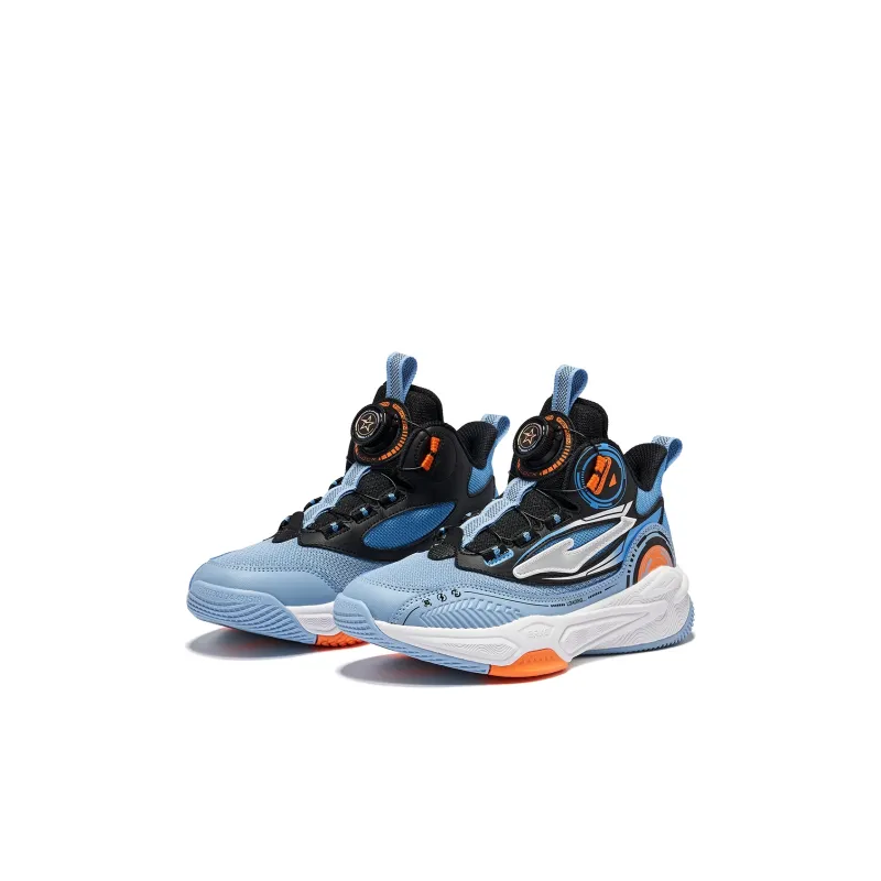 ERKE KIDS Zhige Slip Resistant Cushioning Abrasion Resistant Rebound Mid Top Basketball Shoes Blue Black Kids'-1