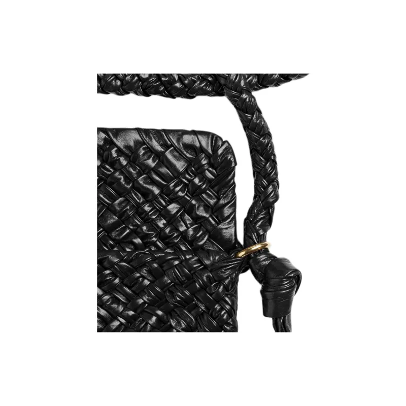 Bottega Veneta Kalimero Cittàh Cow Leather Portable Crossbody Bag Shoulder Bag Small Size Women's Black-4