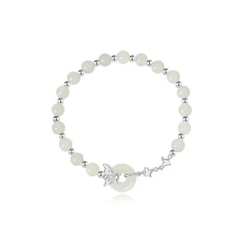 WEITIANXUAN Hetian Jade Bracelets White Jade/Pale Greenish White Jade Unisex