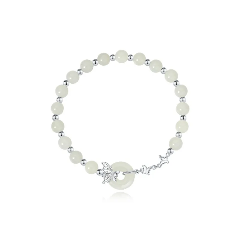 WEITIANXUAN Hetian Jade Bracelets White Jade/Pale Greenish White Jade Unisex-0