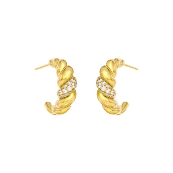 Mistova JEWELRY Eco Friendly Copper Gold Plated With Synthetic Zircon Ox Horn Stud Earrings Women's