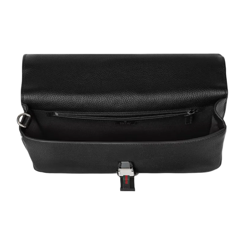 GUCCI Soft Grain Leather Clutch Medium Size Men's Black-4