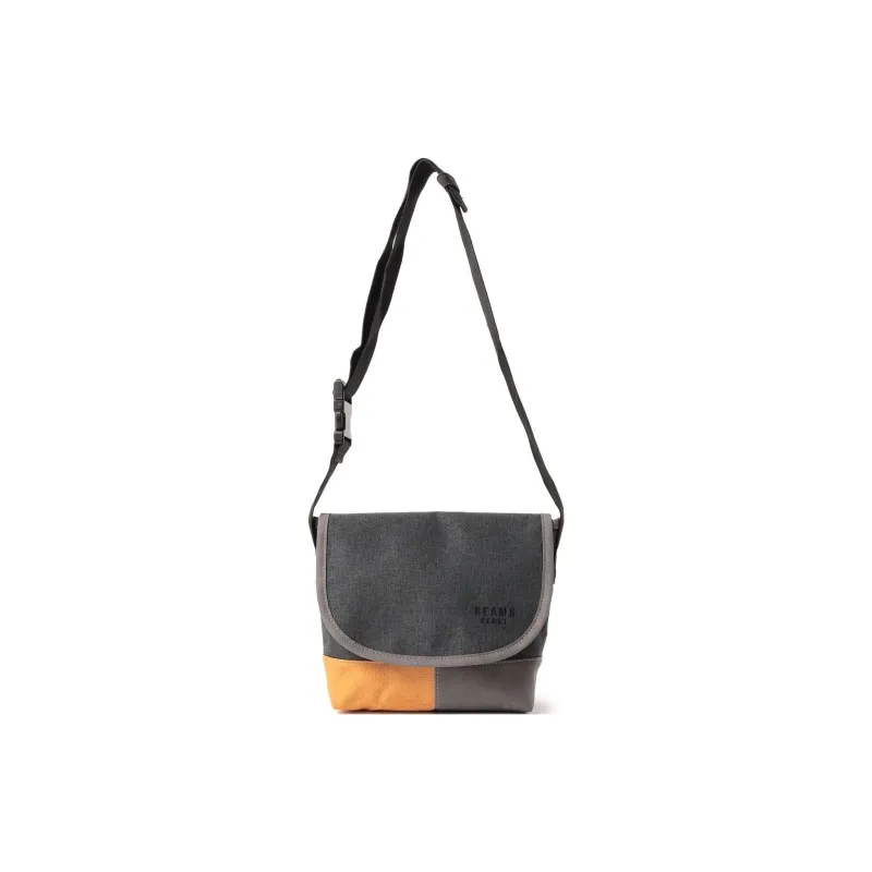 Beams Polyester Shoulder Bag, Crossbody Bag Mini Men's Charcoal Gray/Black-1