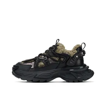 GG CC Fleece Lined Chunky Sneakers Cushioning Coverage Wear Resistant Slip Resistant Low Top Warm Casual Shoes Women's